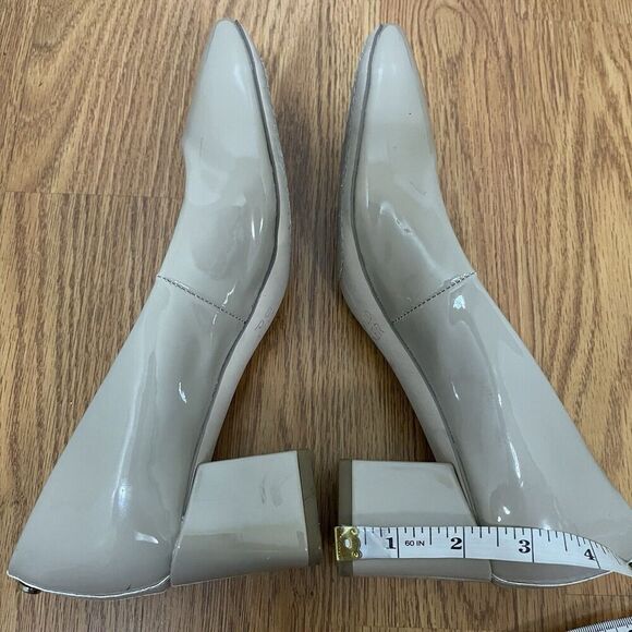 Donald J. Pliner Nude patent leather square toe pump heels size 9 - Picture 10 of 11